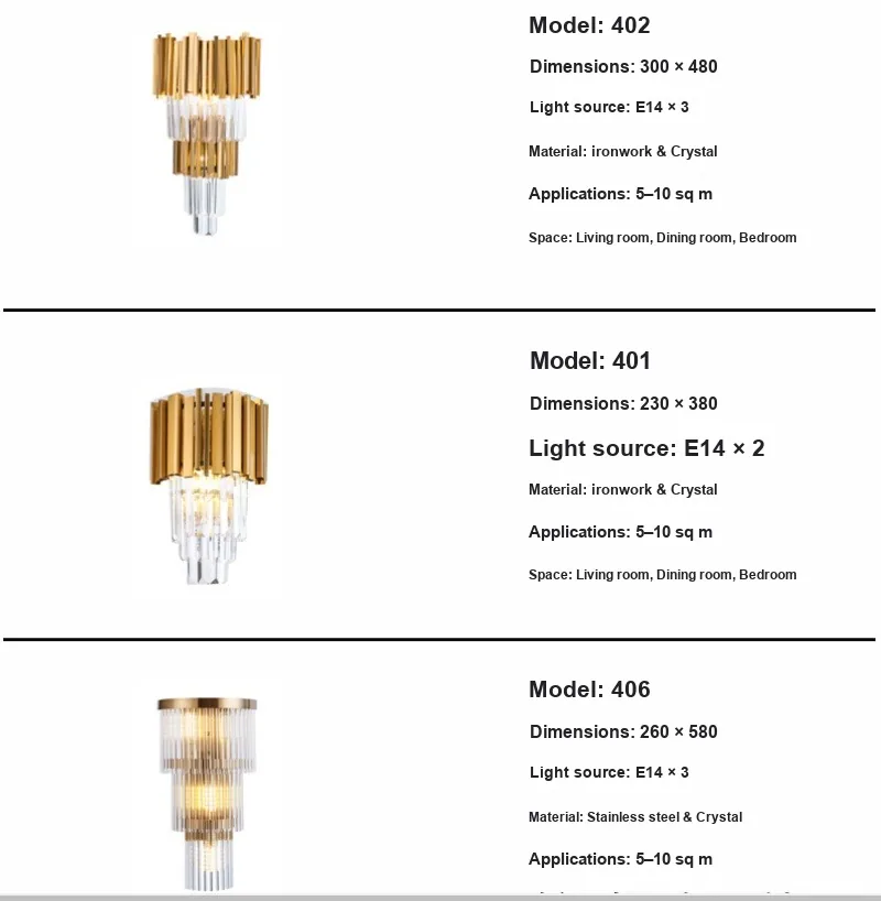 European Crystal Wall Lamp — Living Room, Bedroom & Bedside — view 11