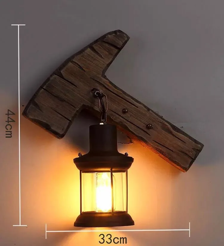 Antique Wood Wall Lamp — Dining Room, Walkway & Indoor — view 7