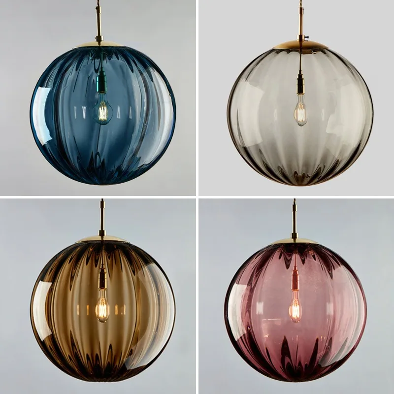 Modern Minimalist Glass Single-Head Chandelier — Dining Room & Bar Counter — view 1