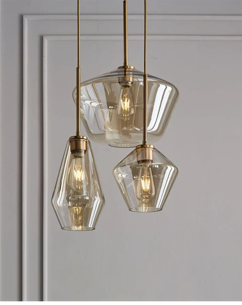 Modern Minimalist Glass Three-Head Chandelier — Living Room, Bedroom & Dining Room — view 11