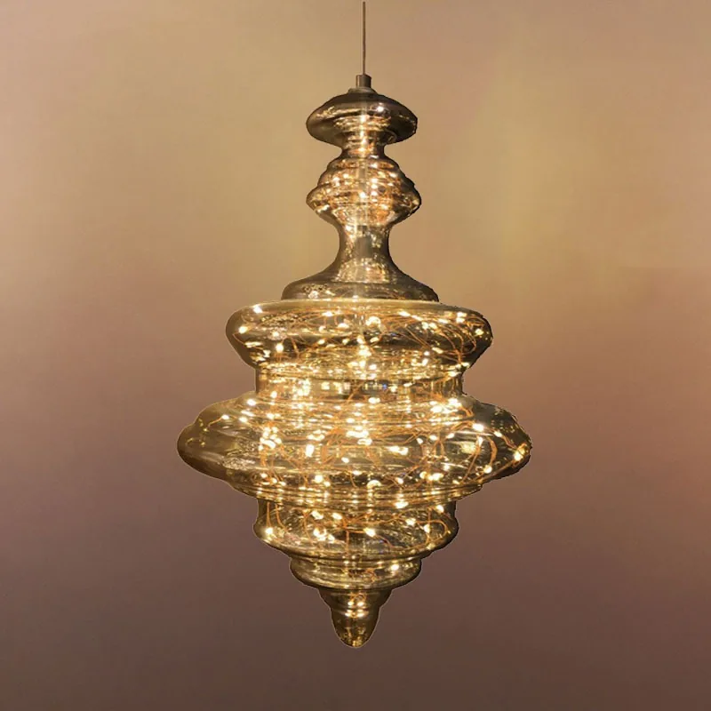 Modern Minimalist Solid Brass Single-Head Chandelier — Bedroom & Bedside — view 2