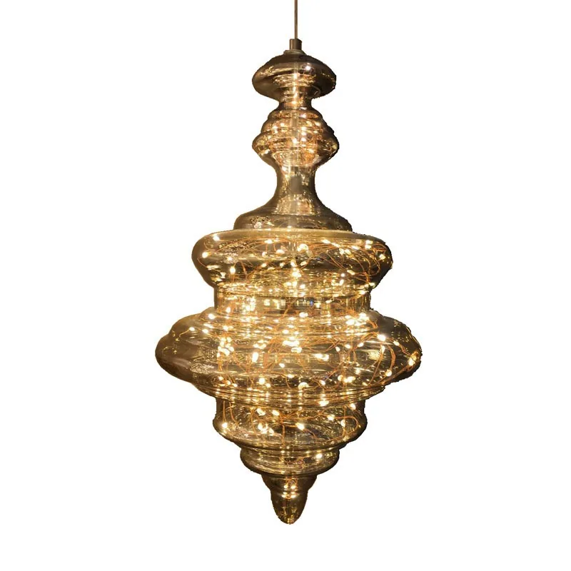 Modern Minimalist Solid Brass Single-Head Chandelier — Bedroom & Bedside — view 5