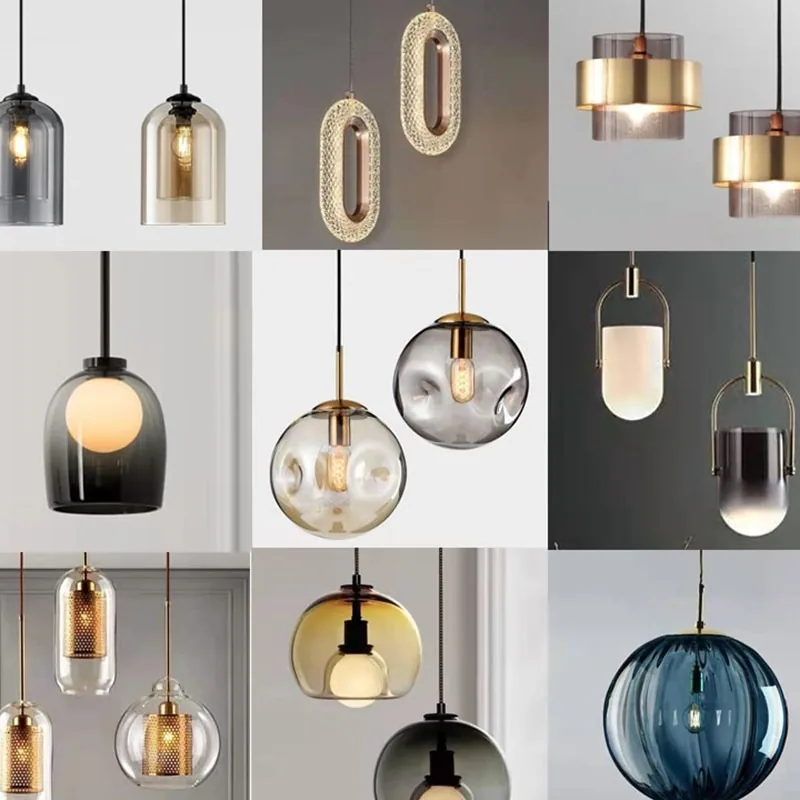 Minimalist Glass Cord-Hung Chandelier — Dining Room & Bar Counter — view 1