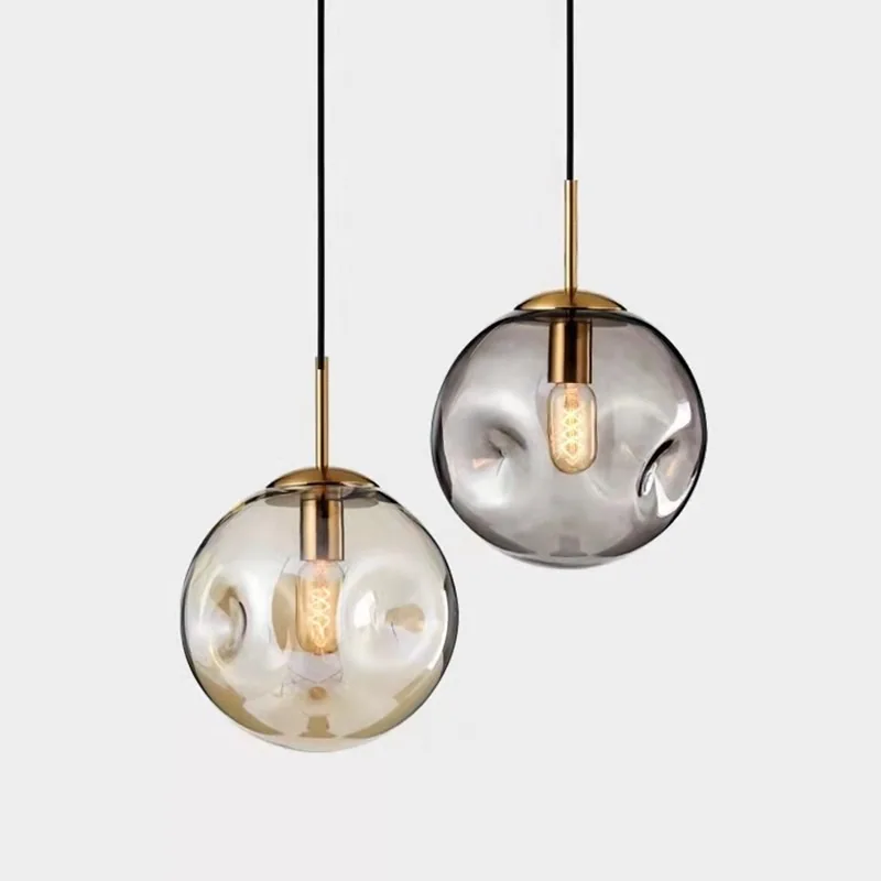 Minimalist Glass Cord-Hung Chandelier — Dining Room & Bar Counter — view 2