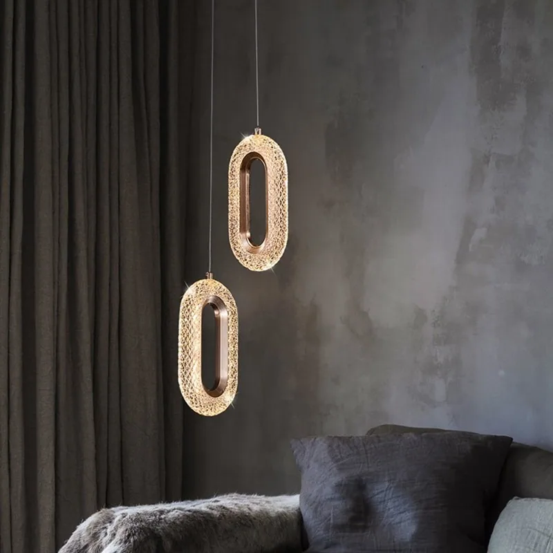 Minimalist Glass Cord-Hung Chandelier — Dining Room & Bar Counter — view 3