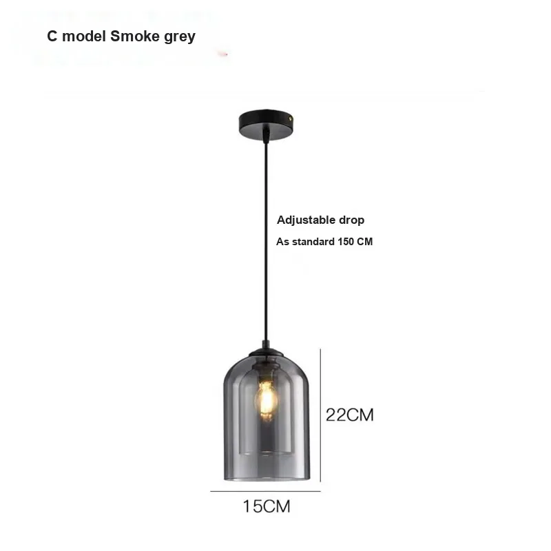 Minimalist Glass Cord-Hung Chandelier — Dining Room & Bar Counter — view 7