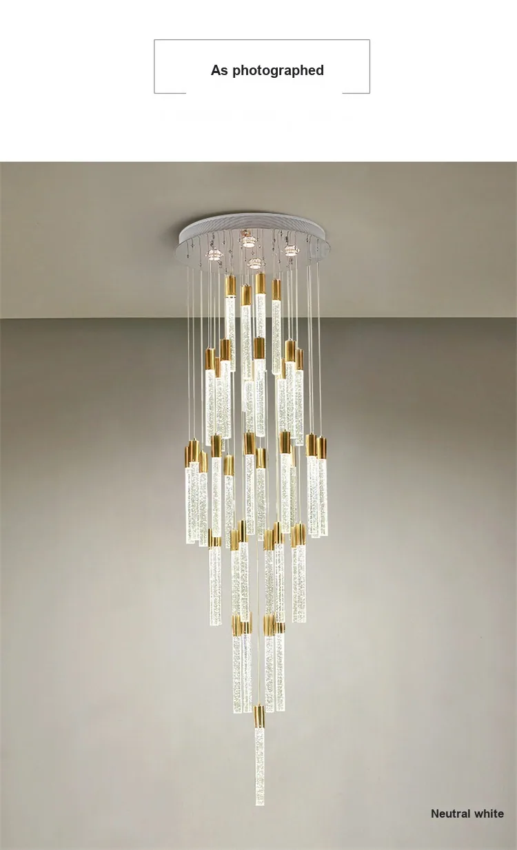 Modern Minimalist Crystal Chandelier — Duplex, Stairwell & Living Room — view 11