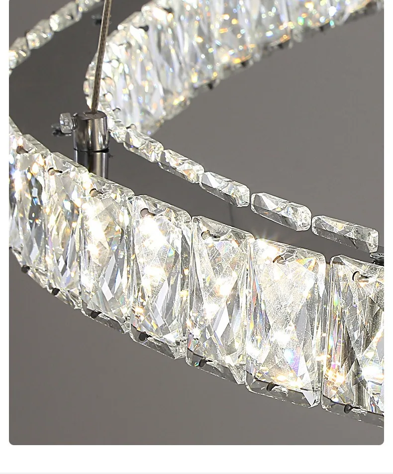 Light-Luxury Crystal Ring Chandelier — Stairwell & Duplex Living Room — view 13