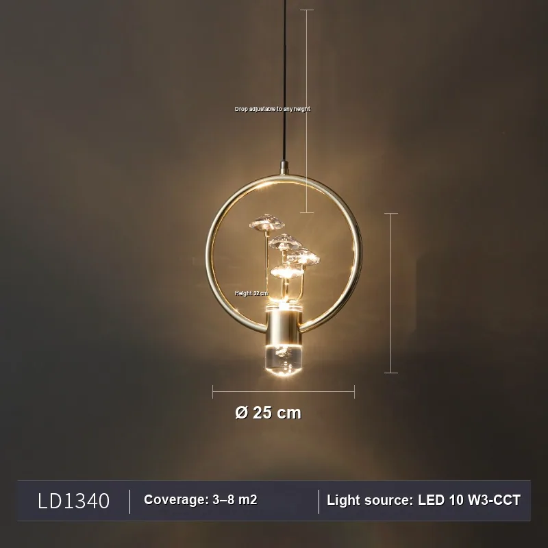 Modern Minimalist Single-Head Chandelier — Bedroom, Bedside & Corridor — view 6