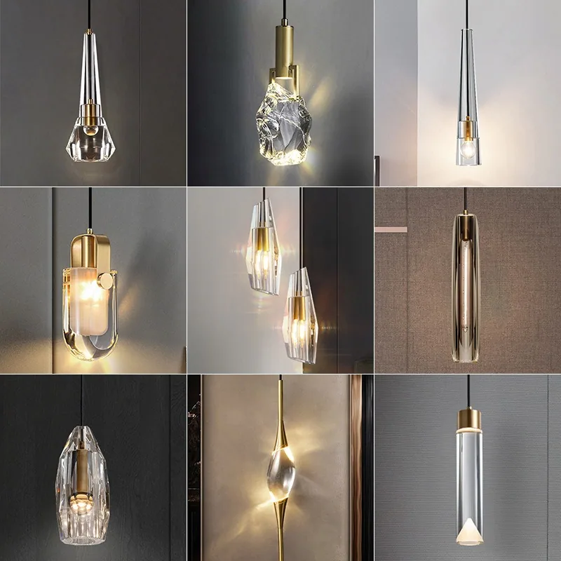 Modern Minimalist Crystal Chandelier — Guest Room, Bedroom & Bedside — view 1
