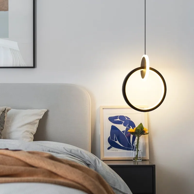 Modern Minimalist Crystal Cord-Hung Chandelier — Stairwell, Bedroom & Bedside — view 3