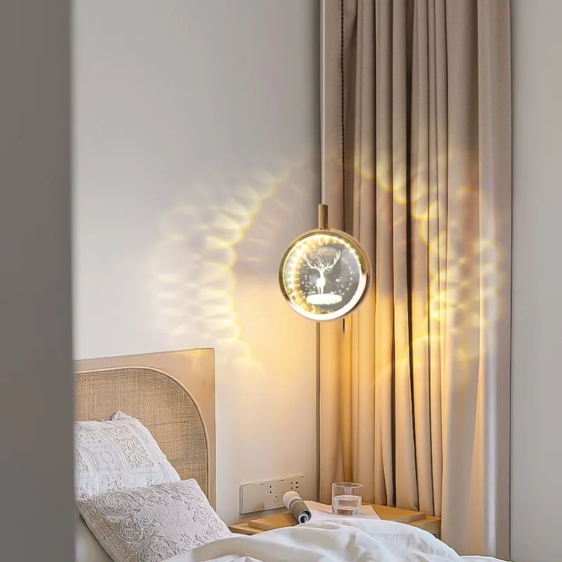 Modern Minimalist Crystal Cord-Hung Chandelier — Stairwell, Bedroom & Bedside — view 4