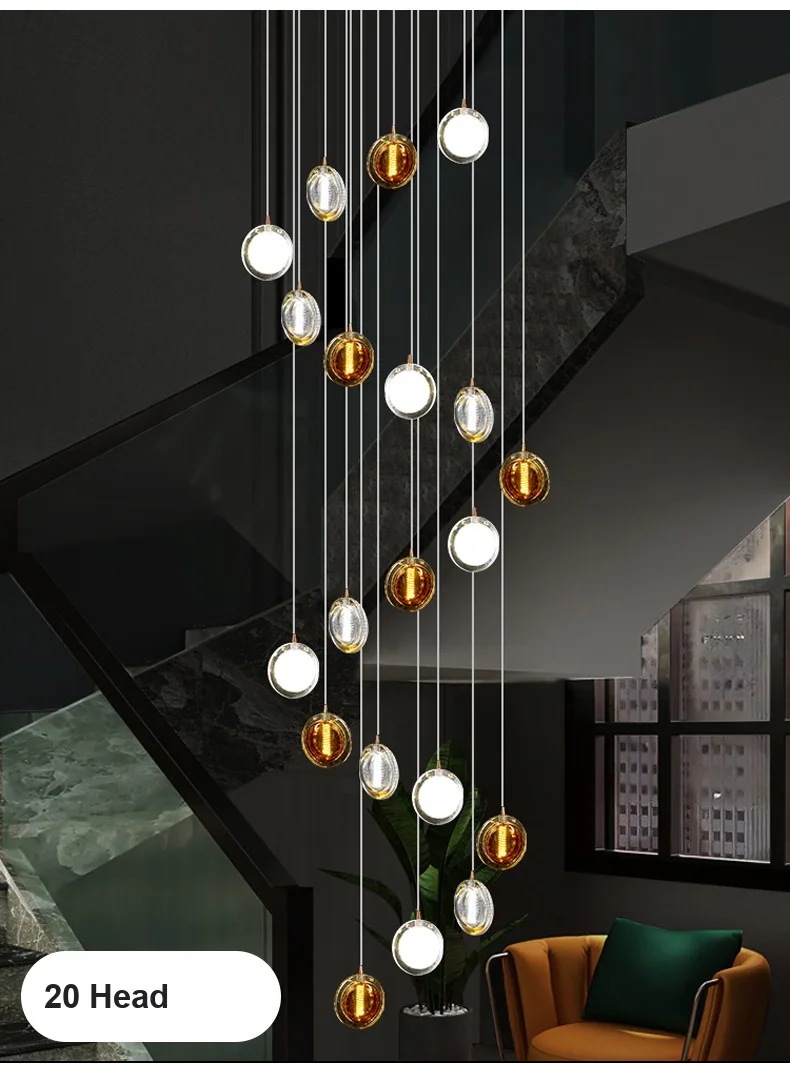 Light Luxury Glass Single-Head Chandelier — Stairwell, Bedside & Dining Room — view 9