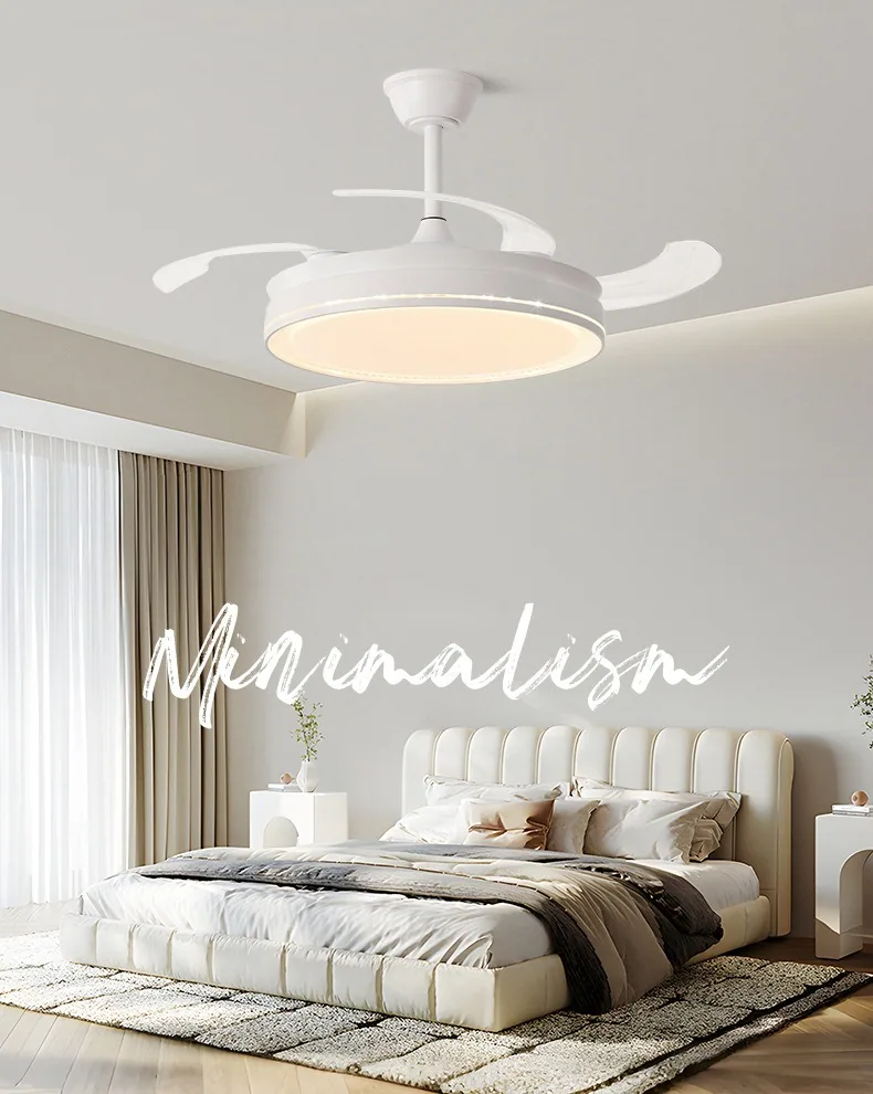 Modern Minimalist Retractable Fan Ceiling Fan Light — Living Room & Dining Room (Model DL-72050) — view 6