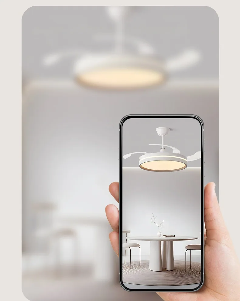 Modern Minimalist Retractable Fan Ceiling Fan Light — Living Room & Dining Room (Model DL-72050) — view 8