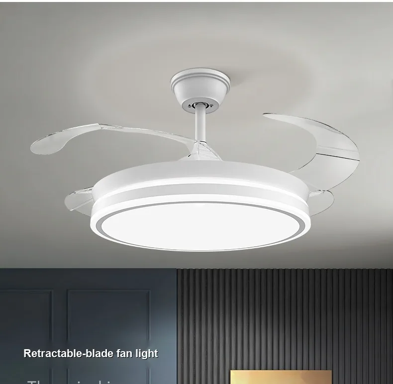 Modern Retractable Fan Ceiling Fan Light — Living Room, Bedroom & Dining Room (Model TM668472750179) — view 6
