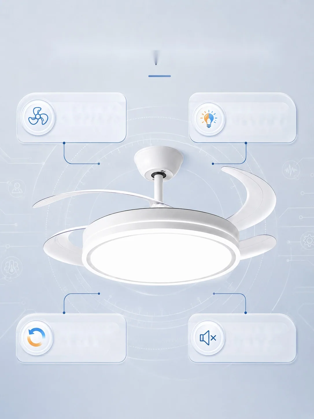 Modern Retractable Fan Ceiling Fan Light — Living Room, Bedroom & Dining Room (Model SJ-1107) — view 8