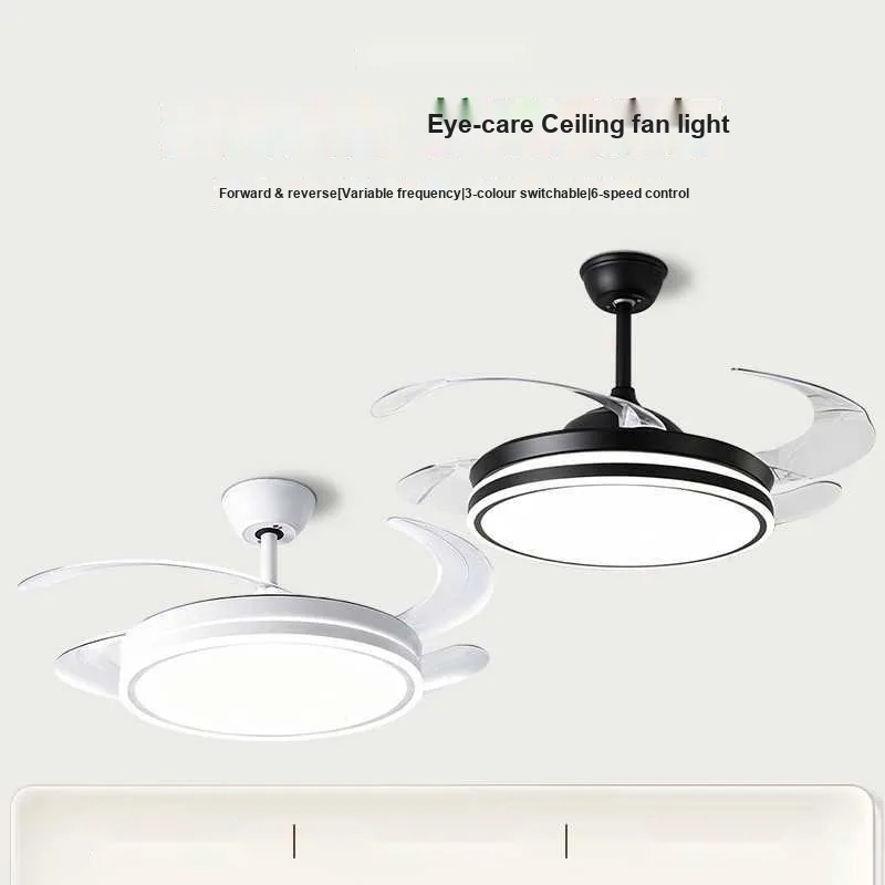 Modern Retractable Fan Ceiling Fan Light — Living Room, Bedroom & Dining Room (Model SJ-1107) — view 1