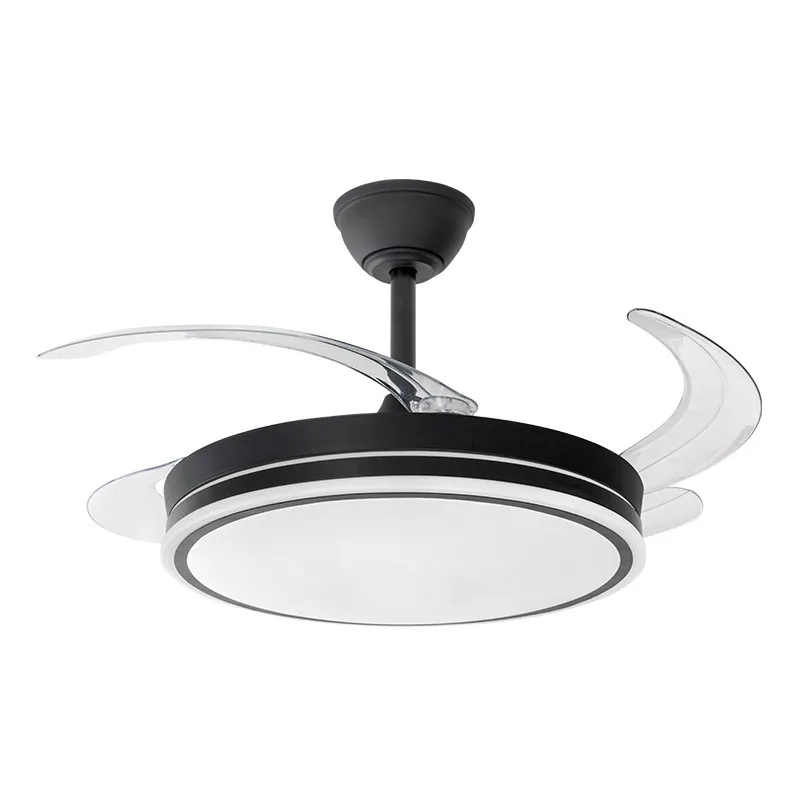 Light Luxury Variable-Frequency Retractable Fan Ceiling Fan Light — Living Room, Bedroom & Dining Room — view 1