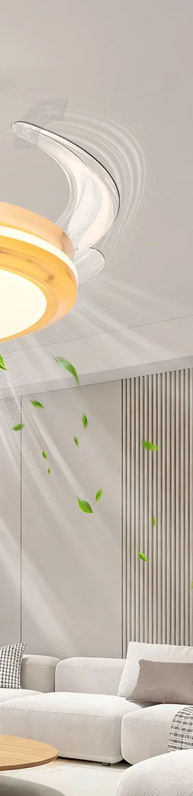 Modern Minimalist Retractable Fan Ceiling Fan Light — Living Room, Bedroom & Dining Room — view 2