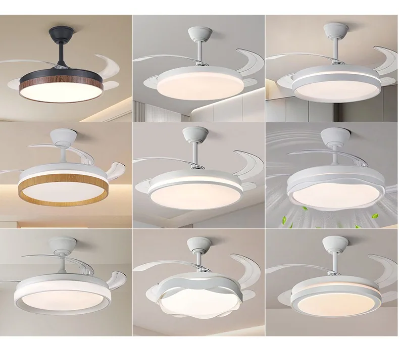 Modern Minimalist LED Variable-Frequency Illuminated Ceiling Fan Light — Dining Room — view 3