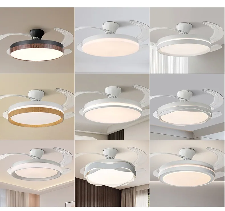 Modern Minimalist LED Variable-Frequency Illuminated Ceiling Fan Light — Dining Room — view 4