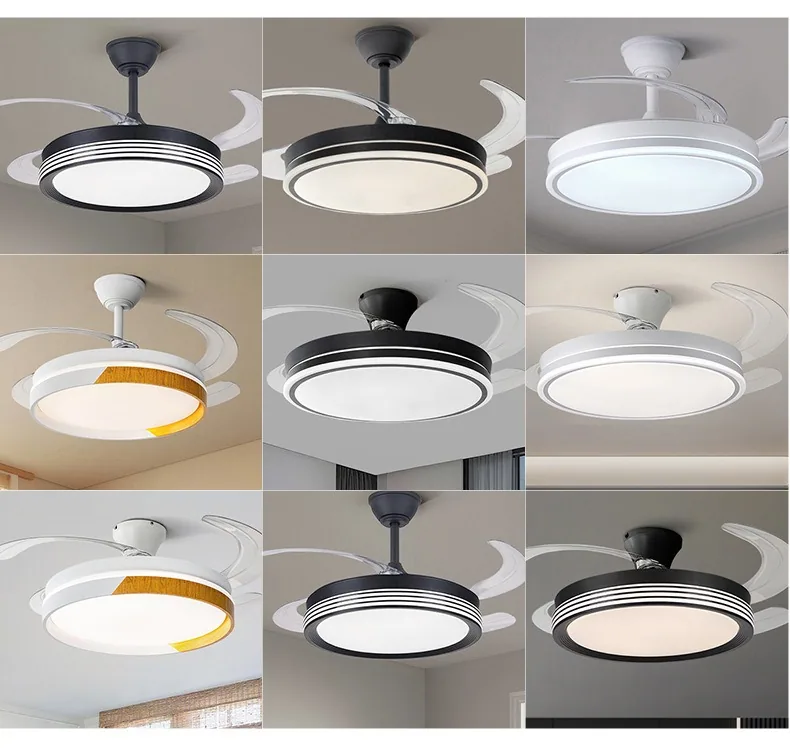 Modern Minimalist LED Variable-Frequency Illuminated Ceiling Fan Light — Dining Room — view 5