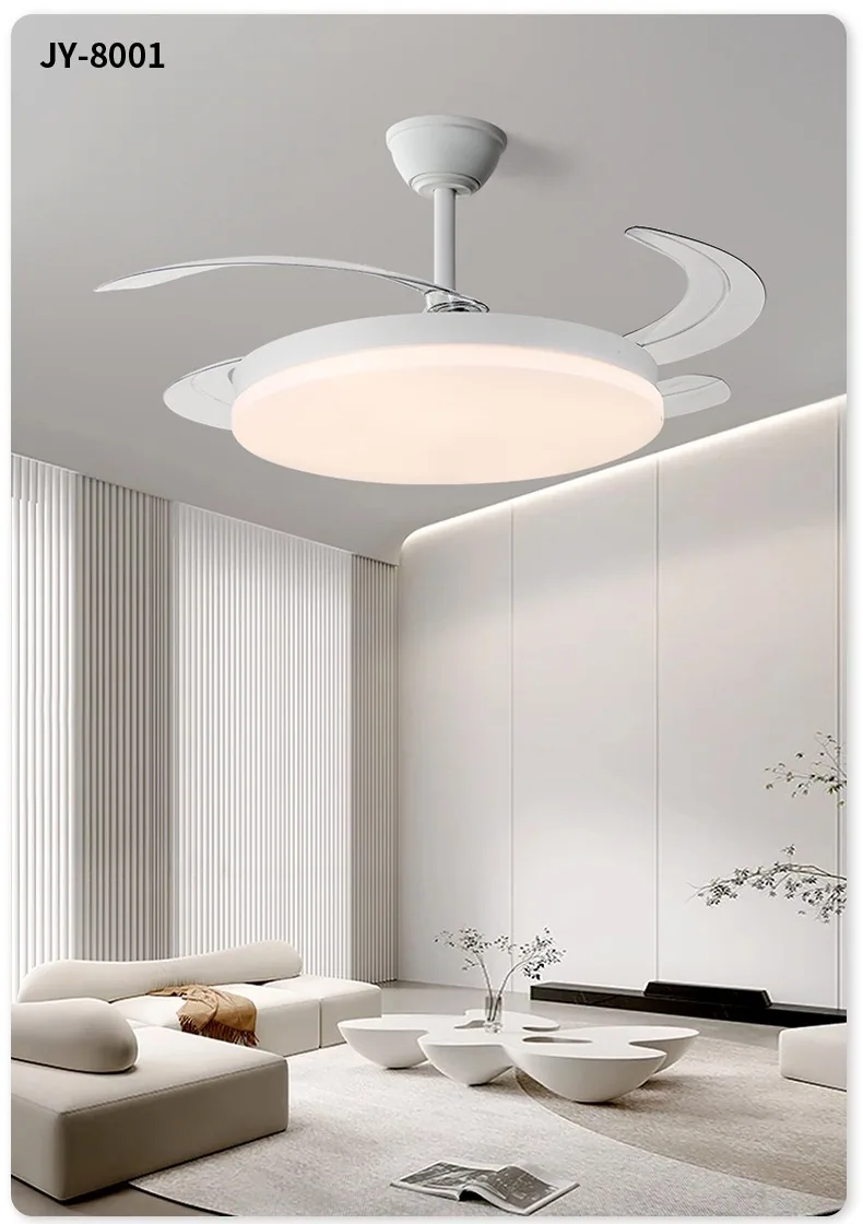 Modern Minimalist LED Variable-Frequency Illuminated Ceiling Fan Light — Dining Room — view 9