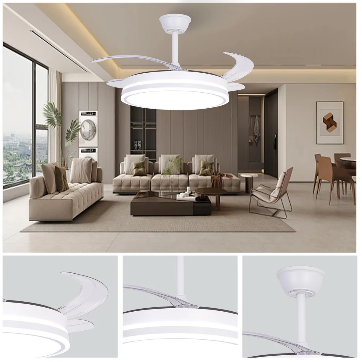 Modern Minimalist LED Variable-Frequency Remote-Controlled Ceiling Fan Light — view 9