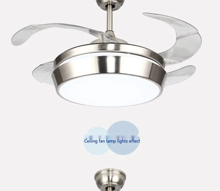 Modern Minimalist Remote-Controlled Retractable Fan Ceiling Fan Light — Living Room & Dining Room — view 8