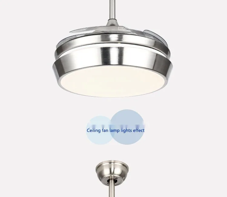 Modern Minimalist Remote-Controlled Retractable Fan Ceiling Fan Light — Living Room & Dining Room — view 11