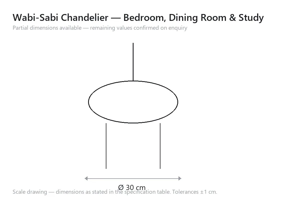 Wabi-Sabi Chandelier — Bedroom, Dining Room & Study — 尺寸图，Ø 30 cm