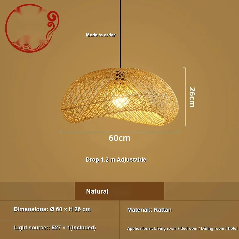 Vintage Rattan Chandelier — Dining Room — view 8