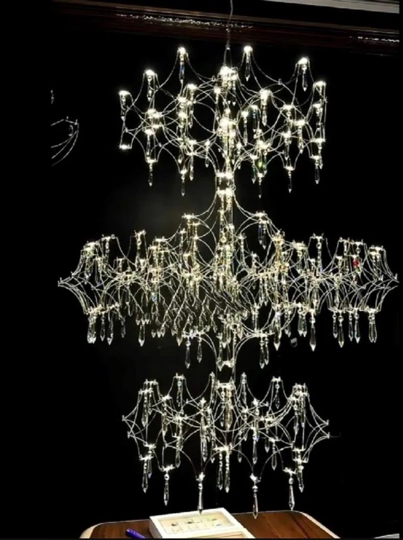 Modern Minimalist Crystal Chandelier — Duplex, Stairwell & Villa (Model 3254) — view 6