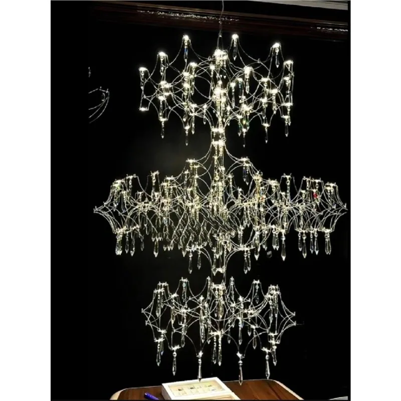Modern Minimalist Crystal Chandelier — Duplex, Stairwell & Villa (Model 3254) — view 2