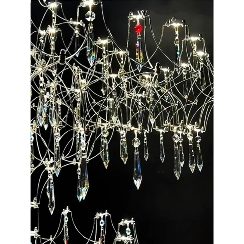 Modern Minimalist Crystal Chandelier — Duplex, Stairwell & Villa (Model 3254) — view 5