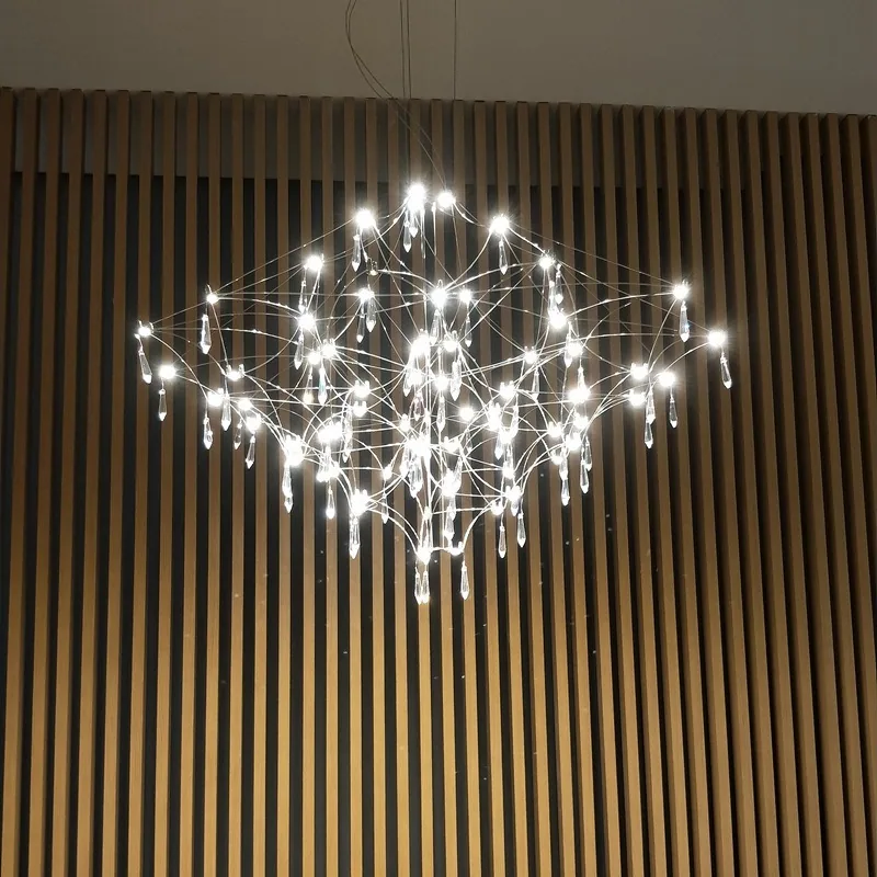 Ultra-Minimalist LED Crystal Chandelier — Dining Room & Bar Counter — view 2