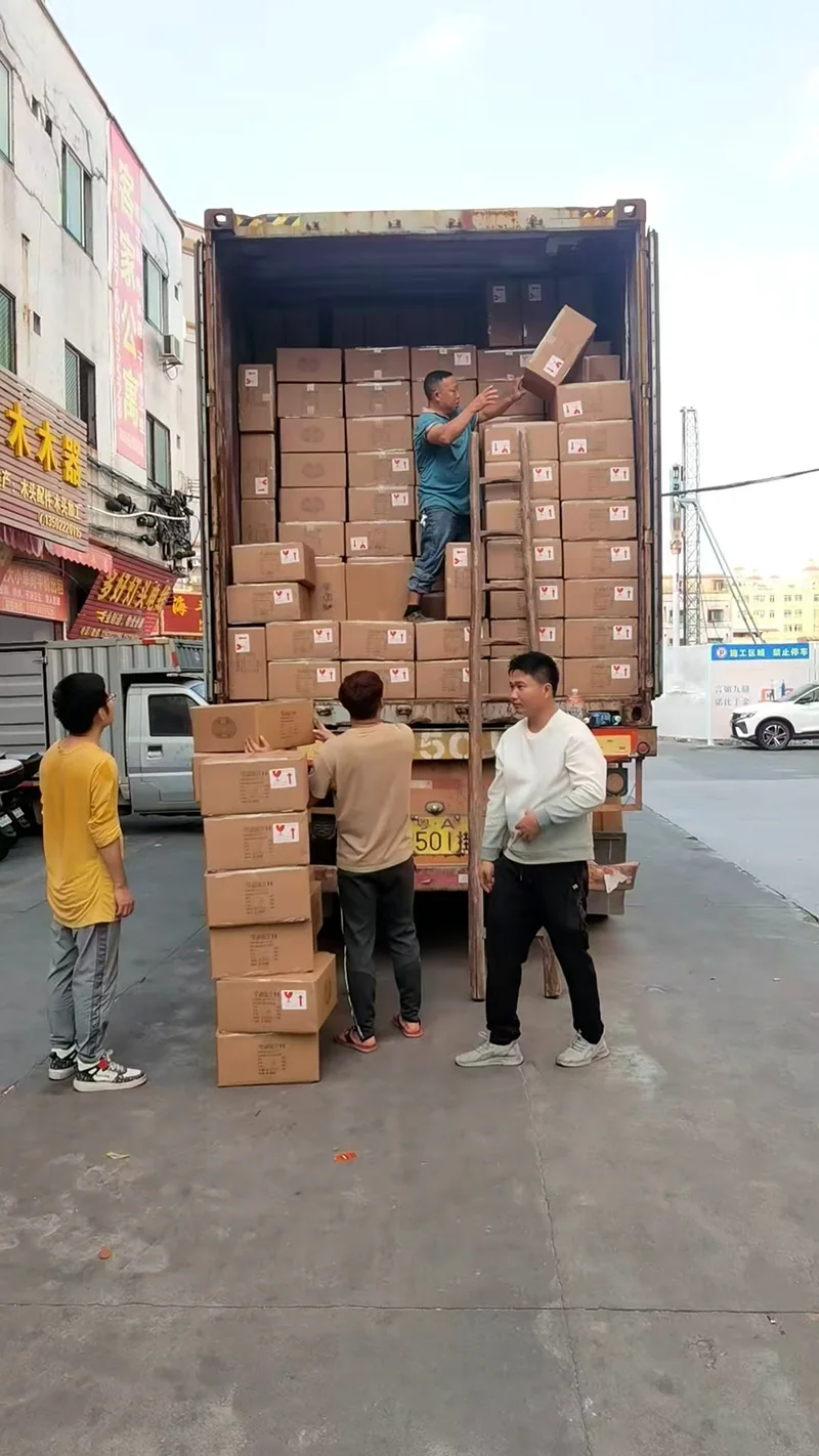 Loaded trucks awaiting dispatch