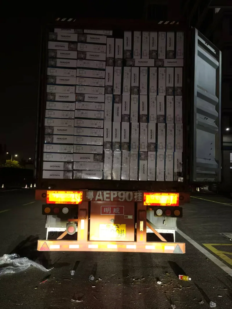 Cartons loaded, truck rear